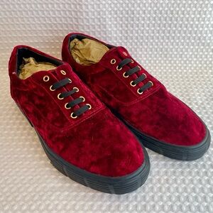ZARA MAN Low-Top Crushed Velvet Sneakers  Burgundy/Gold  Sz EU44 US 11 HTF #735